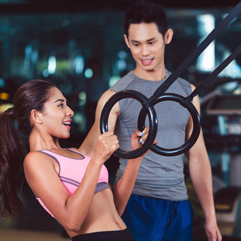 Gymnastic Olympic Rings With Straps Gym Fitness Strength Training Pull Up 400KG