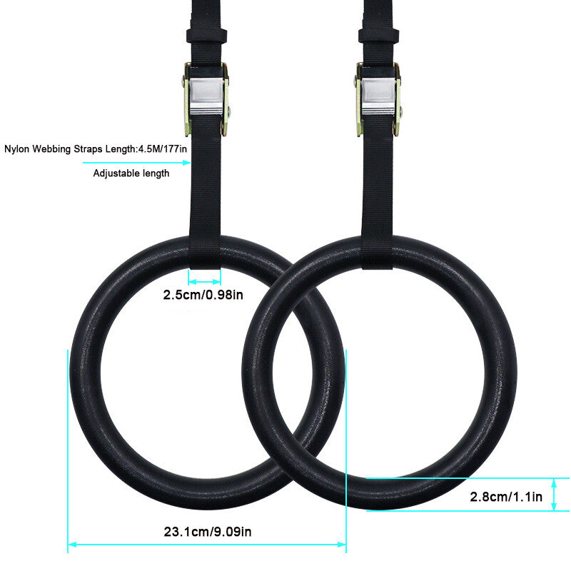 Gymnastic Olympic Rings With Straps Gym Fitness Strength Training Pull Up 400KG