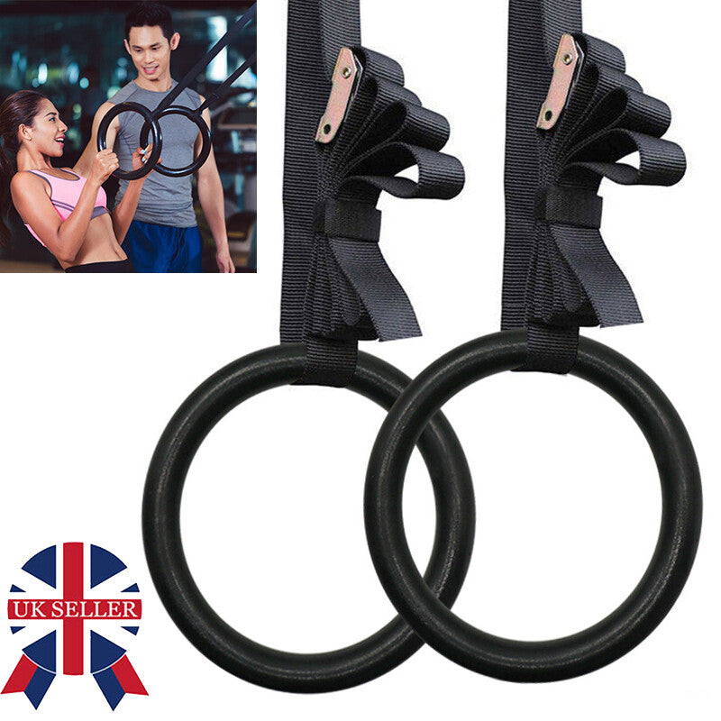 Gymnastic Olympic Rings With Straps Gym Fitness Strength Training Pull Up 400KG