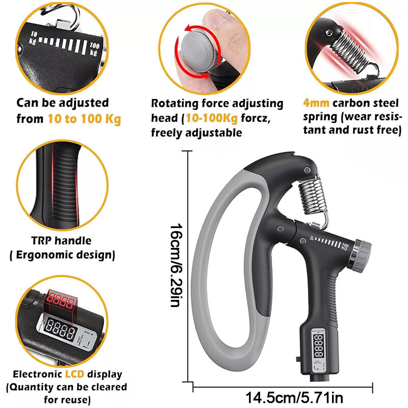 Sport 10-100 Kg Hand Grip Strengthener Adjustable Forearm Wrist Finger Trainer